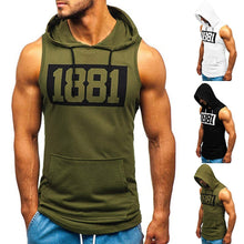 Load image into Gallery viewer, Men&#39;s Sleeveless Hoodie Vest - Letter Printed Sports Tank Top
