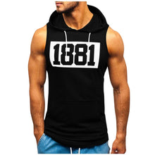 Load image into Gallery viewer, Men&#39;s Sleeveless Hoodie Vest - Letter Printed Sports Tank Top
