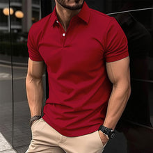 Load image into Gallery viewer, Men&#39;s Solid Color Short Sleeve Polo Shirt - Summer Button Lapel Top
