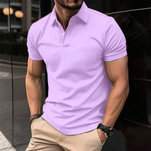 Load image into Gallery viewer, Men&#39;s Solid Color Short Sleeve Polo Shirt - Summer Button Lapel Top
