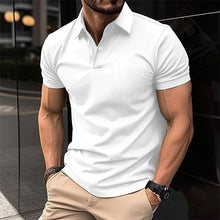 Load image into Gallery viewer, Men&#39;s Solid Color Short Sleeve Polo Shirt - Summer Button Lapel Top
