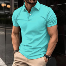 Load image into Gallery viewer, Men&#39;s Solid Color Short Sleeve Polo Shirt - Summer Button Lapel Top
