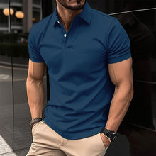 Load image into Gallery viewer, Men&#39;s Solid Color Short Sleeve Polo Shirt - Summer Button Lapel Top
