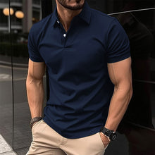 Load image into Gallery viewer, Men&#39;s Solid Color Short Sleeve Polo Shirt - Summer Button Lapel Top
